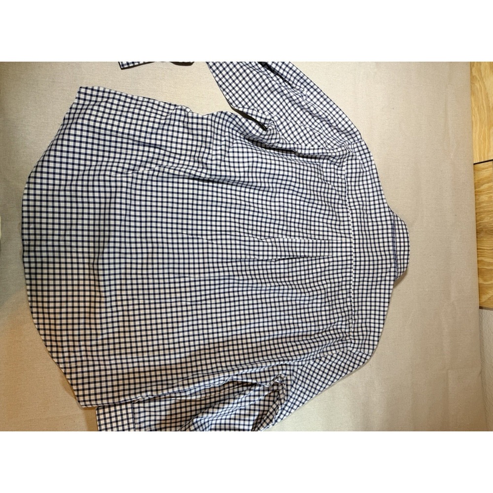 Peter Millar Mens XL Navy White Gingham Check Button Down Shirt Markel Logo